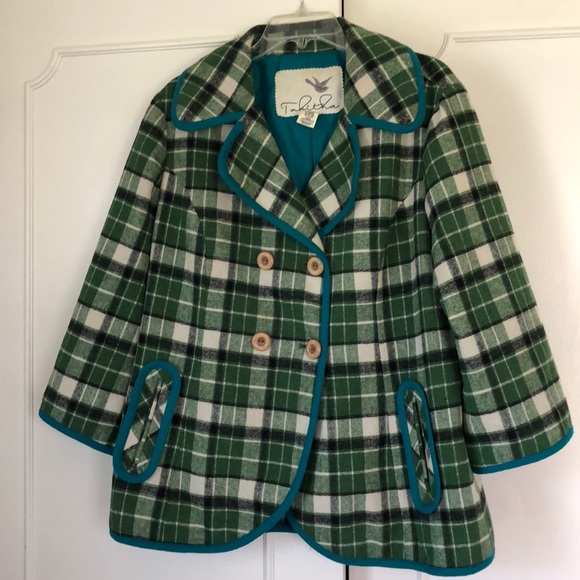 anthropologie Jackets & Blazers - Anthropologie Tabitha plaid green coat jacket L
